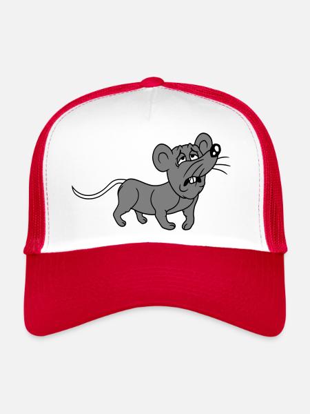 Mouse exhausted sad desperately tired suffering sweet - Trucker Cap - white/red - Front