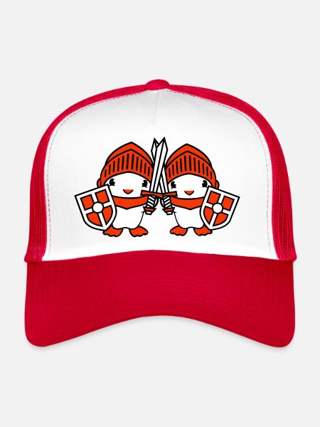 2 Ducks Knight Armor Épée Bouclier Casque Combattant - Casquette trucker  - blanc/rouge - Devant