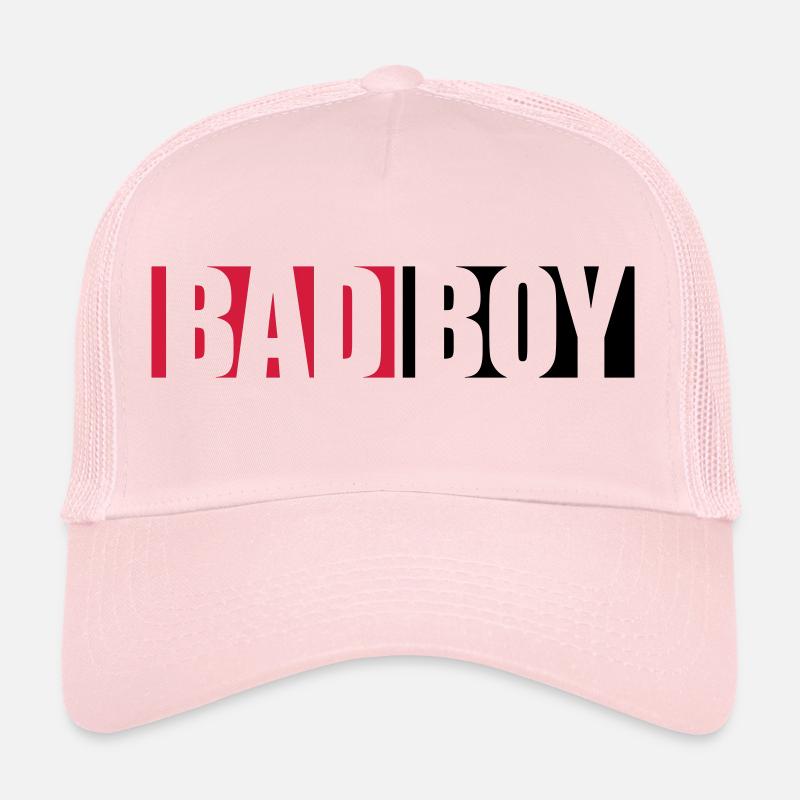 Text Bad Boy - Truckerkeps - ljusrosa