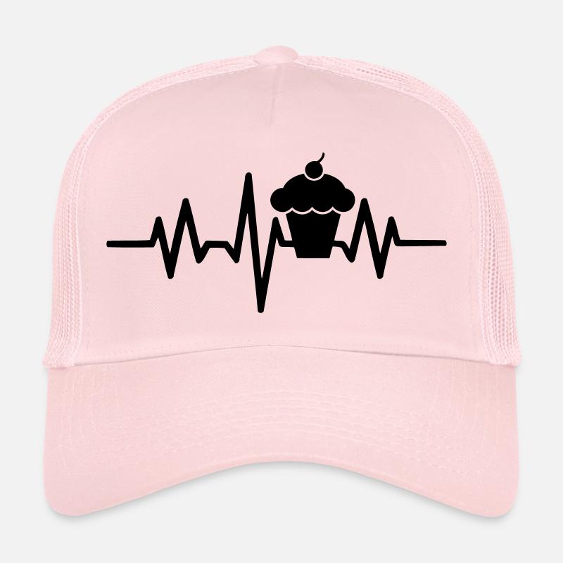 Herzfrequenz Puls Ich liebe Kuchen Cupcake Muffin - Trucker Cap - Hellrosa