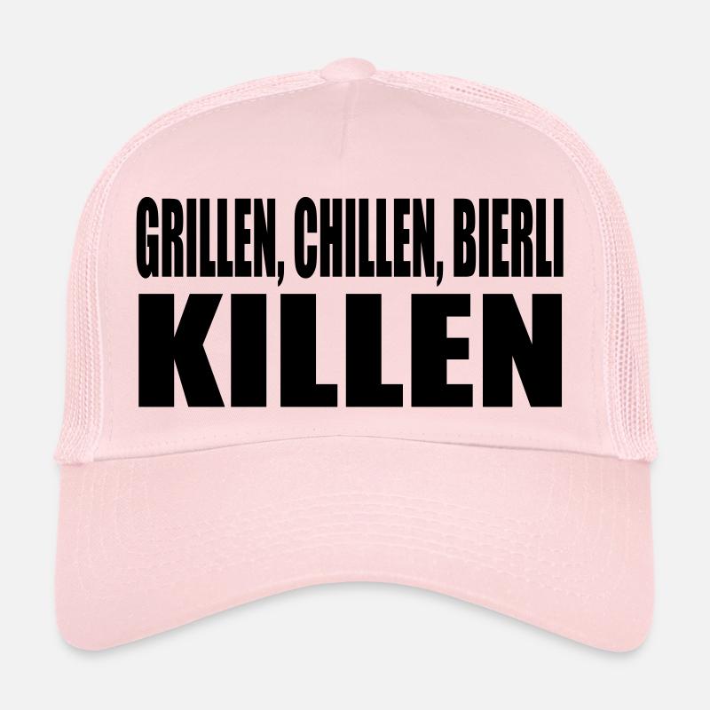 grillen chillen bierli killen - Trucker Cap - Hellrosa