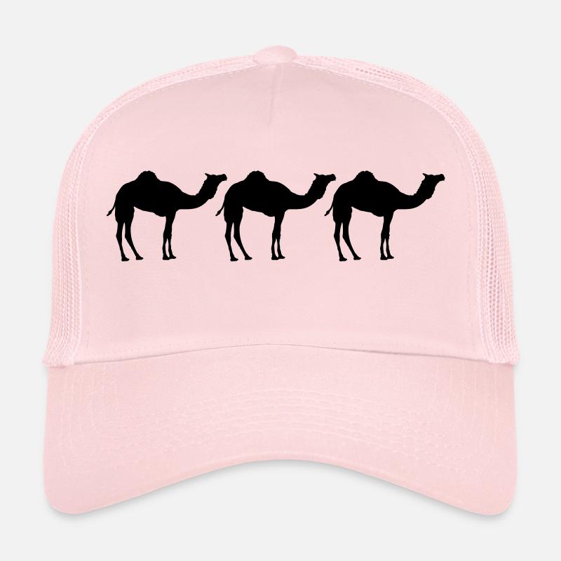 Kamele Karawane Wüste Drei Schwarz Cool Silhouette - Trucker Cap - Hellrosa