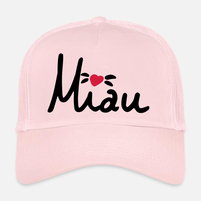 Miau süßer Schriftzug mit Herz , Katze , Geschenk - Trucker Cap - Hellrosa