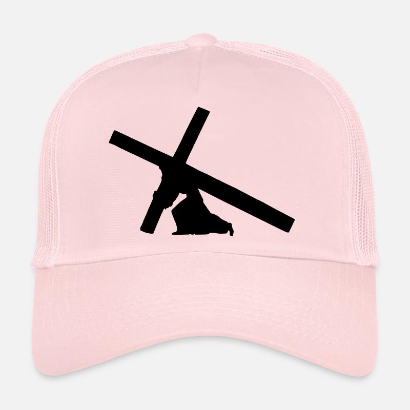 Jésus avec 1c Croix - Casquette trucker  - rose pâle