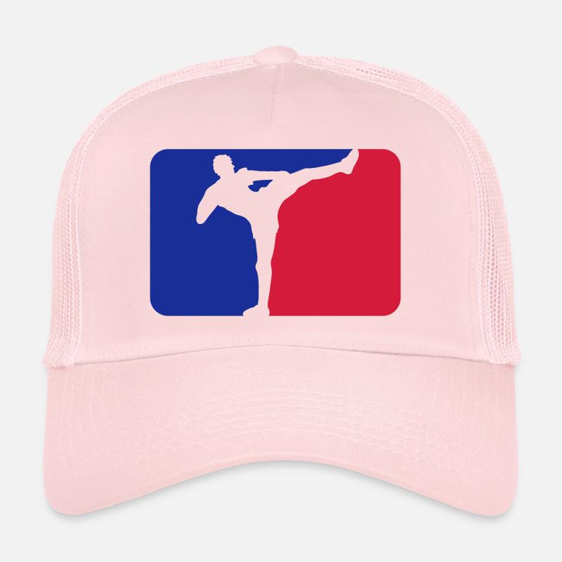 kickboxer logo shield frame red blue kickboxing ka Trucker Cap
