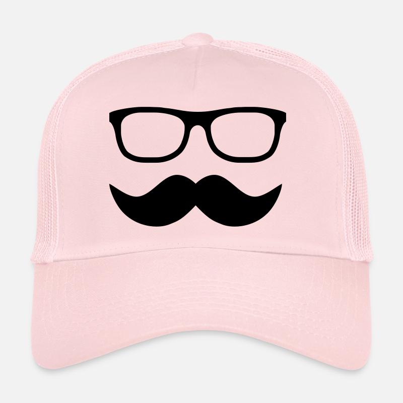 moustache - Casquette trucker  - rose pâle