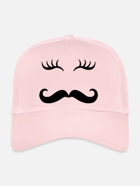 Moustache & Wimpern - Trucker Cap - Hellrosa - Vorne