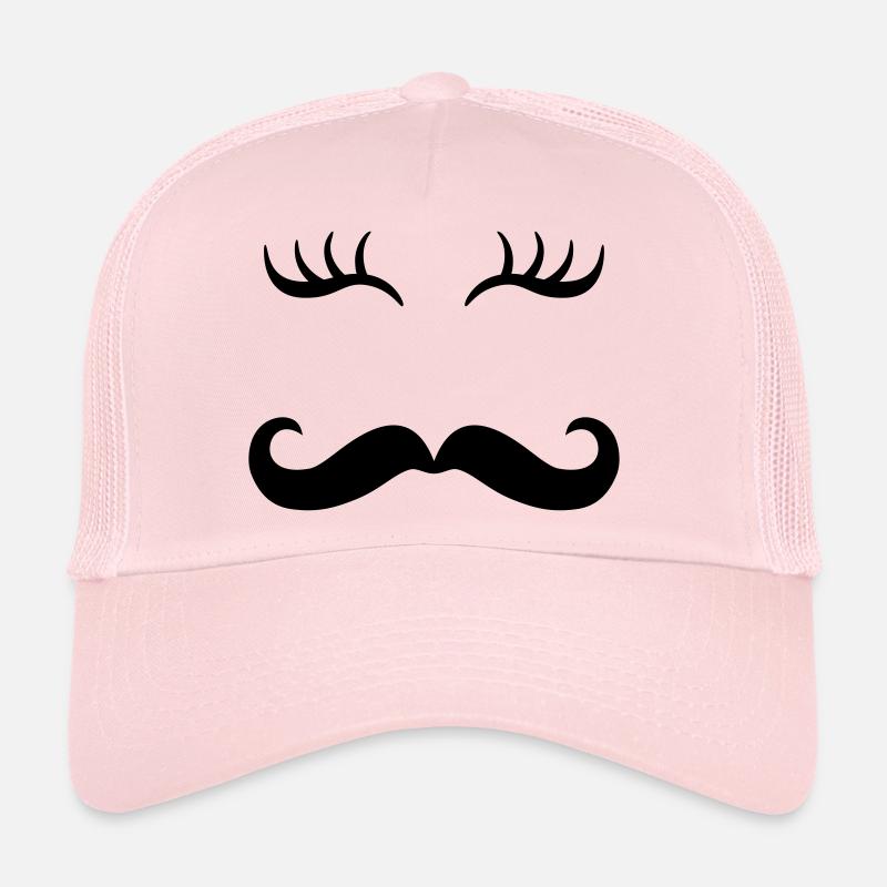 Moustache & eyelashes - Trucker Cap - pale pink