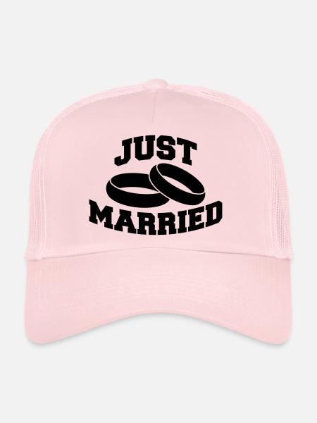 Just Married Rings Logo Design - Casquette trucker  - rose pâle - Devant