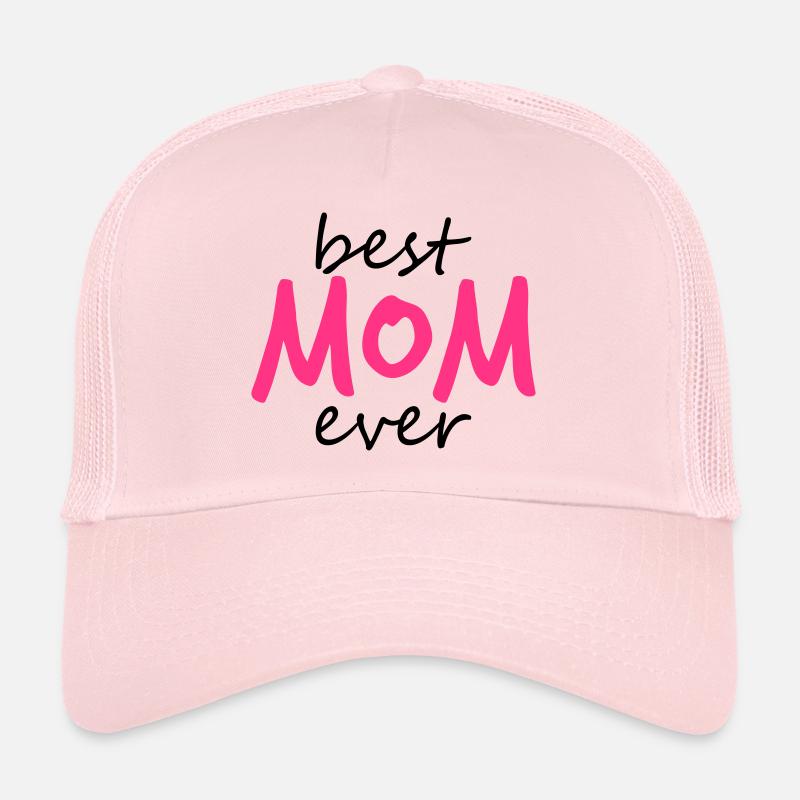 text best mom ever sticker autocollant button amour - Casquette trucker  - rose pâle