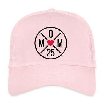 Mom 25 Kreis mit Herz Mama Muttertag - Trucker Cap - Hellrosa - Vorne