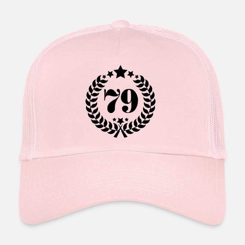 79th Birthday Wreath - Anniversary Wreath - Trucker Cap - pale pink