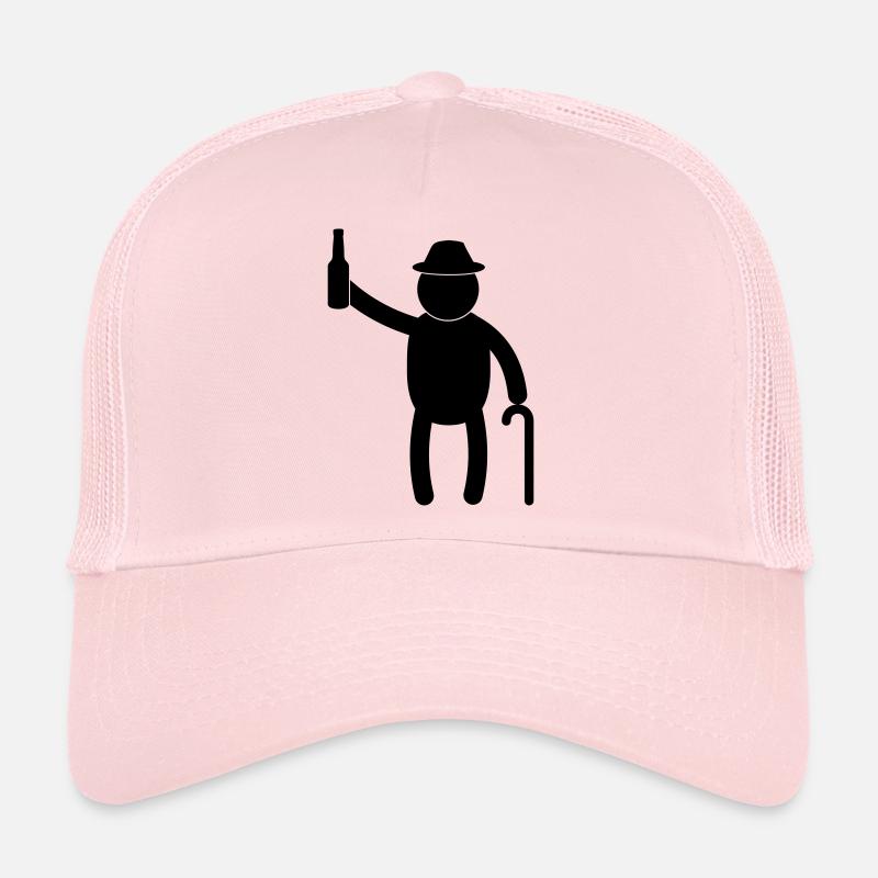 Vieil homme buvant de la bière Casquette trucker