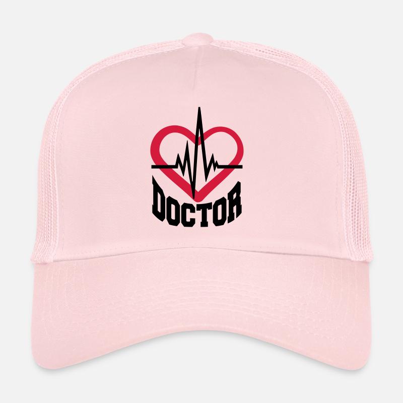 docteur coeur stéthoscope écouter rythme cardiaque impulsion ve - Casquette trucker  - rose pâle