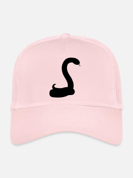 silhouette shadow snake face head gecko egg - Trucker Cap - pale pink - Front