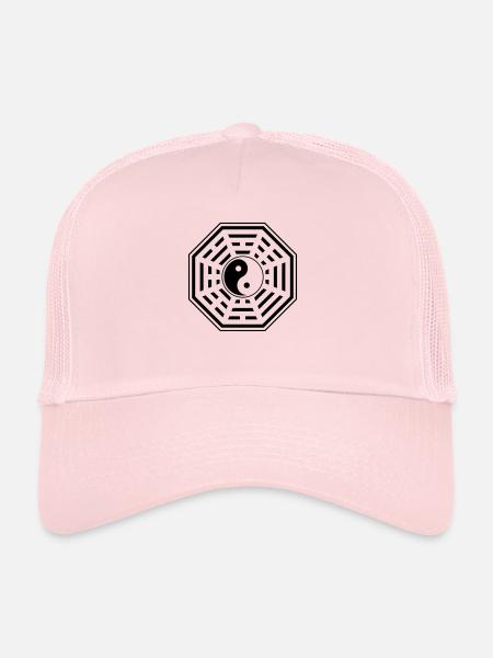 Bagua, Pakua,YIN YANG, Chi, Feng Shui, Martial Art - Trucker Cap - pale pink - Front