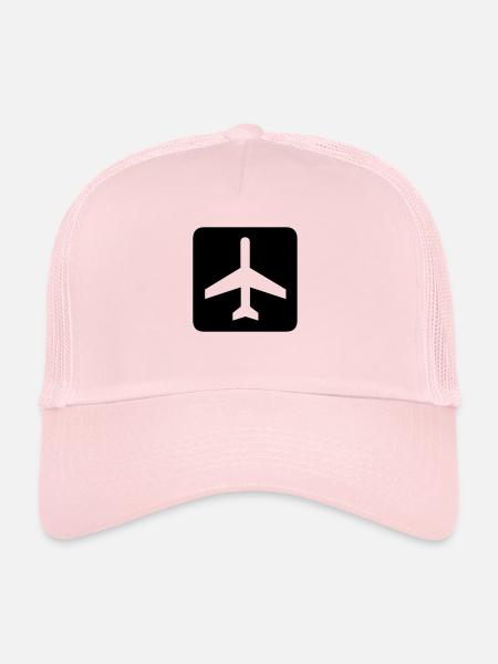 avion,aéroport,piste aéroport,Panneau de - Casquette trucker - rose pâle