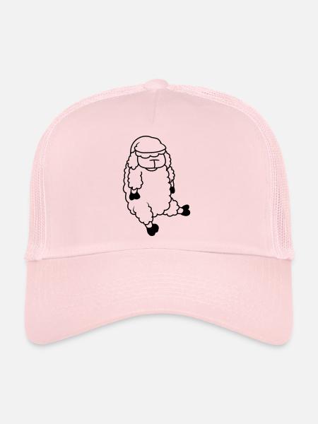 Sleeping Sheep Sleeping Cap - Trucker Cap - pale pink - Front