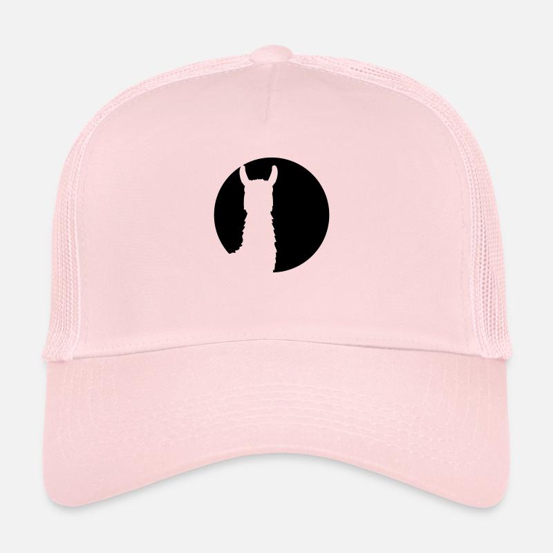 logo round circle silhouette black outline Lama came - Trucker Cap - pale pink