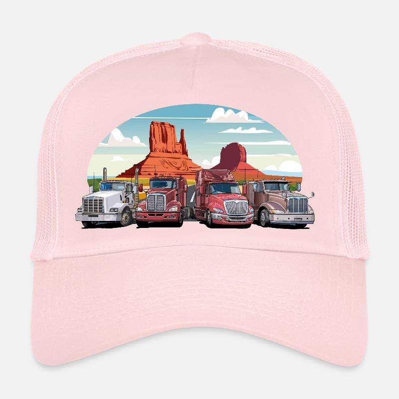 Sattelschlepper, Trucks auf dem Highway - Trucker Cap - Hellrosa