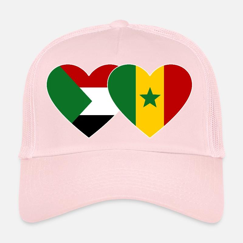Sudan Senegal Flag Heart Trucker Cap