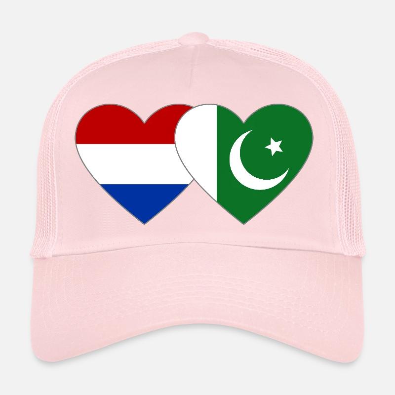 Netherlands Pakistan Flags Heart Trucker Cap
