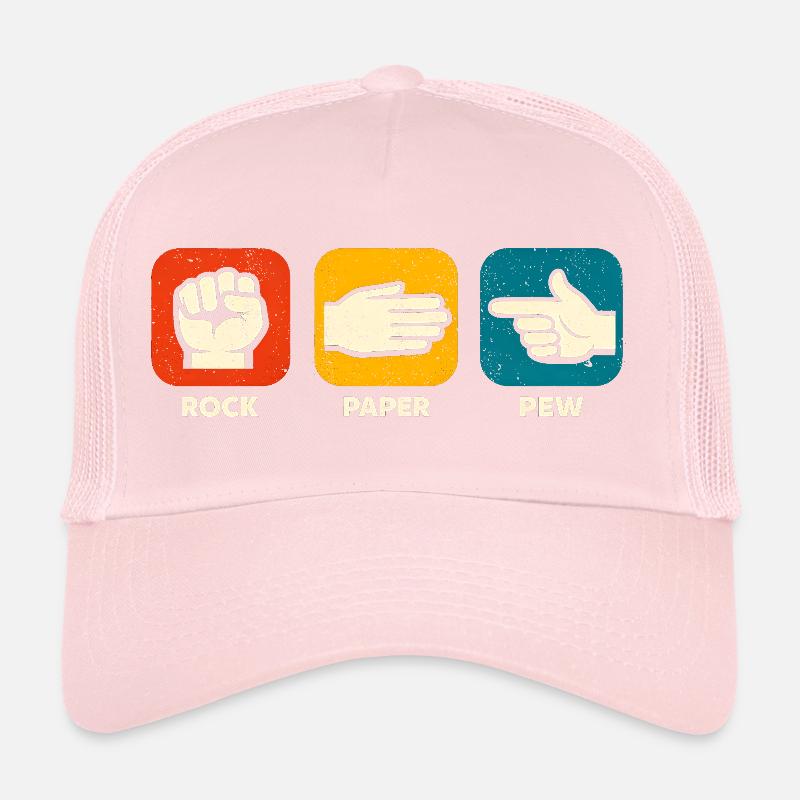 Stone Paper Pew Funny Weapon 2nd Constitutional Attachment Trucker Cap