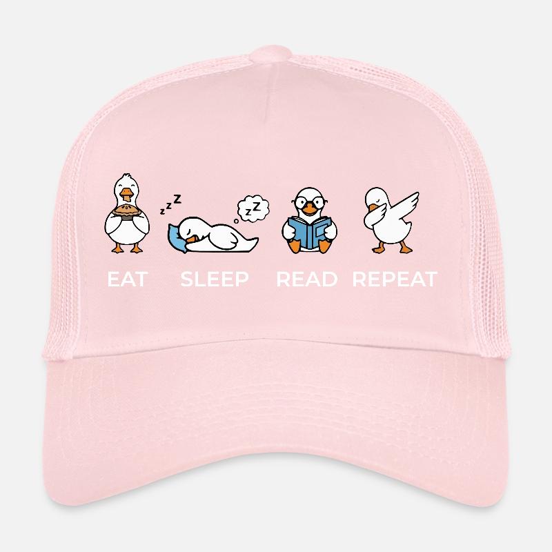 Eat Sleep Read Repeat – Lustiges Bücherwurm Gänse  Trucker Cap