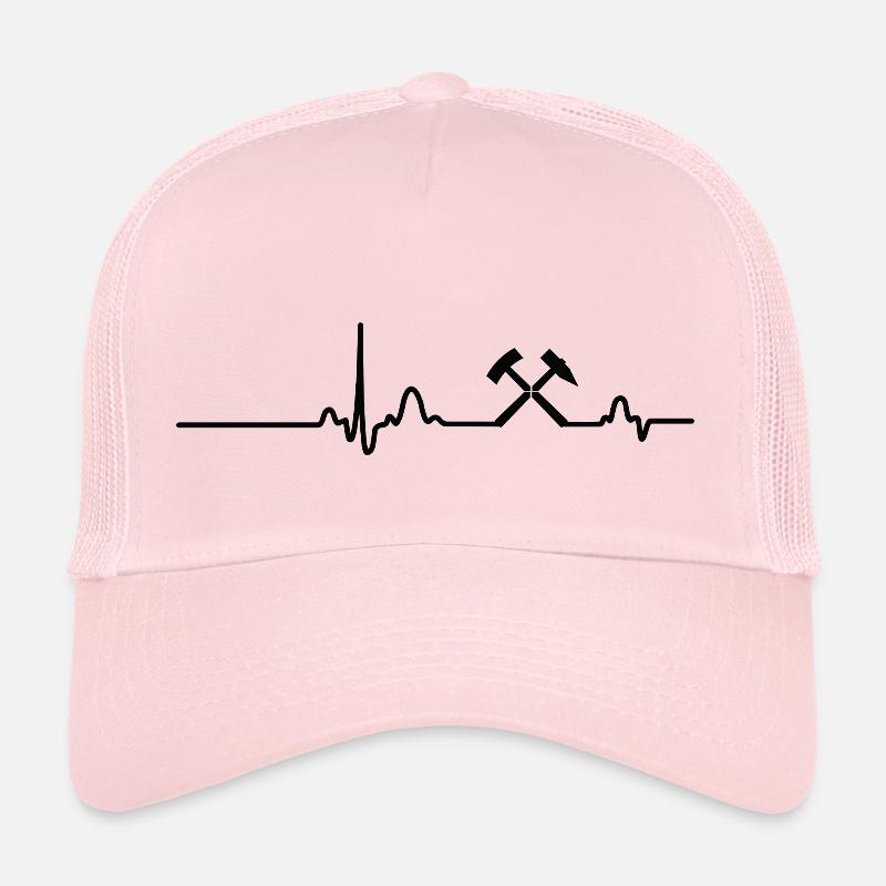 EKG Linie - Schwarz - Trucker Cap - Hellrosa