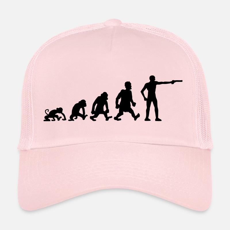 dessin évolution fun tir sportif pistolet humour Casquette trucker 