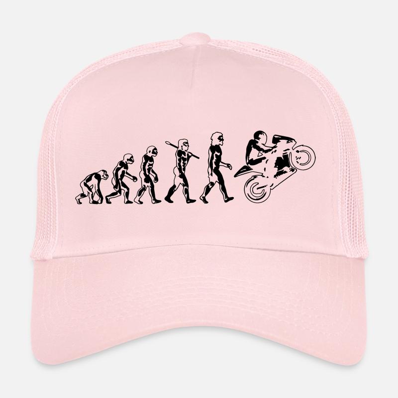 motorcycle evolution wheelie white print Trucker Cap