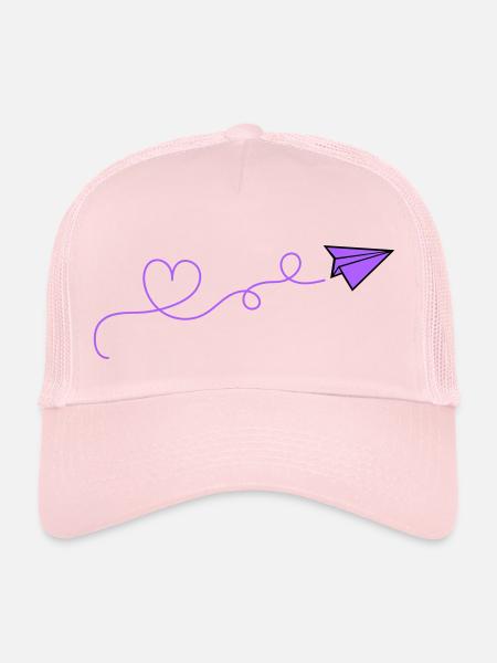 Coeur d’avion en papier - Casquette trucker  - rose pâle - Devant