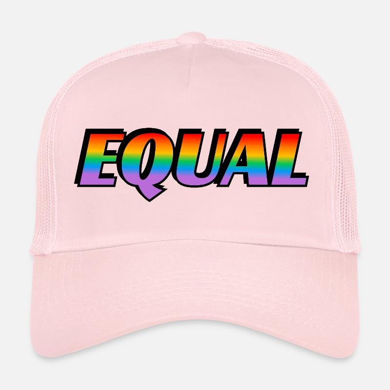 Rainbow text EQUAL LGBT Pride Month - Trucker Cap - pale pink