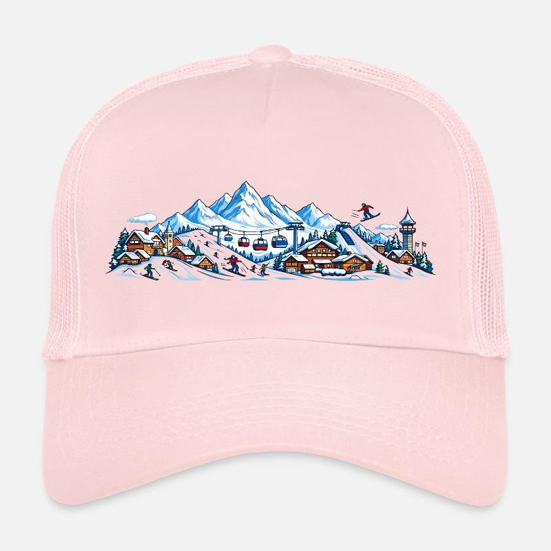 Alpin-Winterdorf mit Gondeln - Trucker Cap - Hellrosa