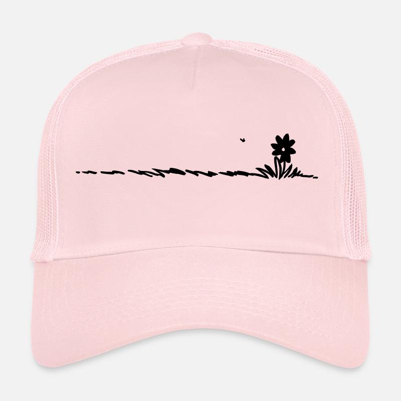 Cartoon Flower on grass - Trucker Cap - Hellrosa
