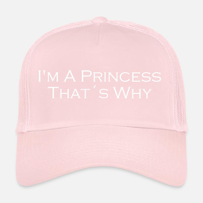 Elegantes Typografie-Statement in Weiß auf dunklem - Trucker Cap - Hellrosa