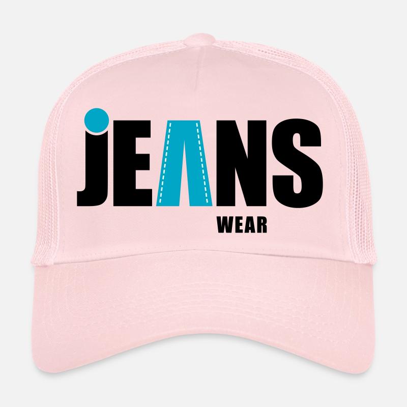 Porter en jean avec un point - Casquette trucker  - rose pâle