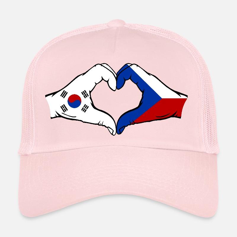 Corée du Sud République tchèque drapeau mains forme coeur Casquette trucker 