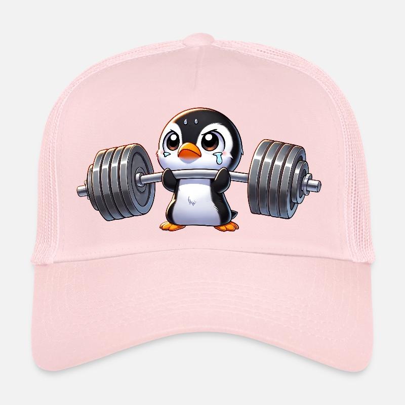 Starker Pinguin Workout Hantel Training - Trucker Cap - Hellrosa