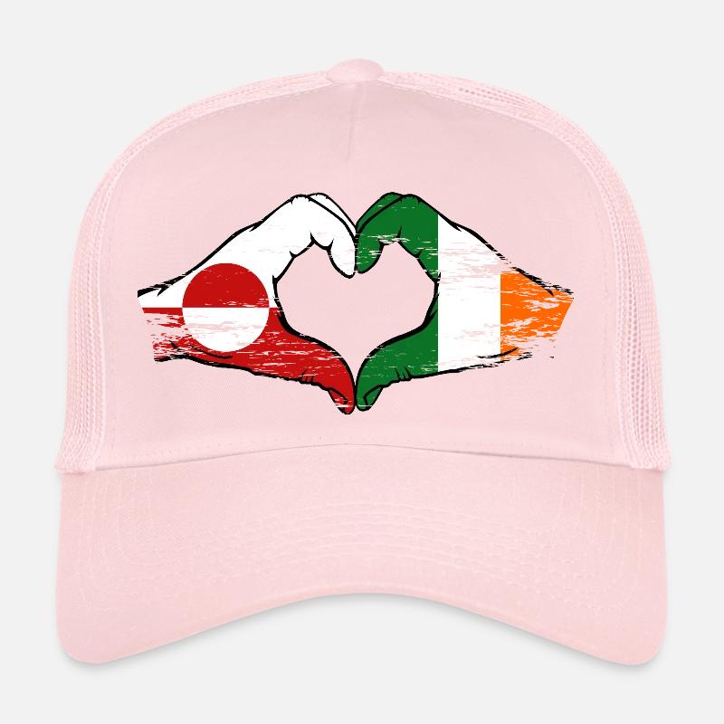 Drapeau du Groenland Irlande Mains Forme de cœur utilisé Casquette trucker 