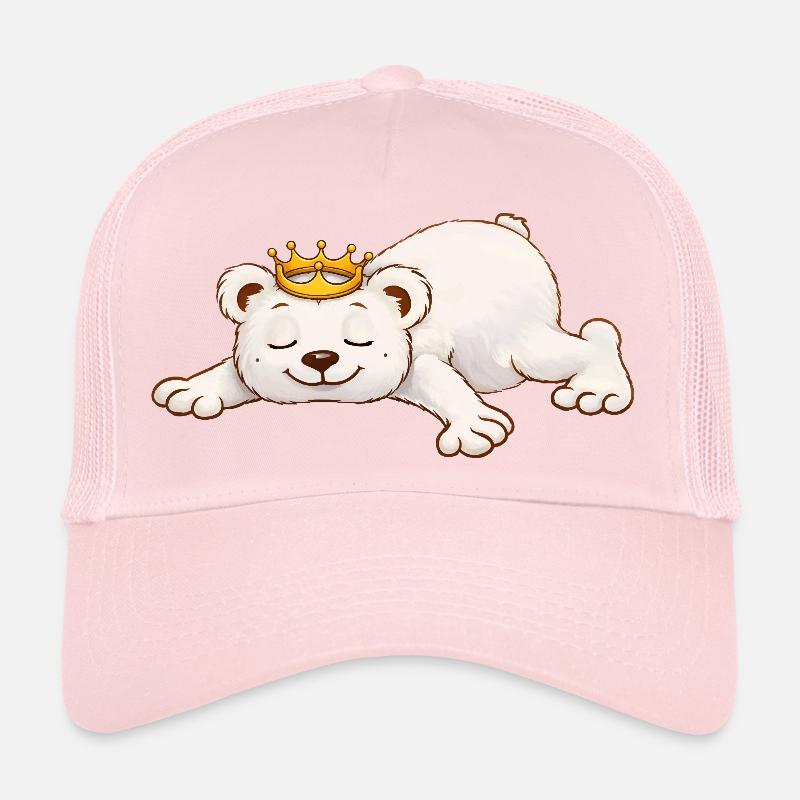 Sleeping Bear with Crown – Cute Animal Motif Trucker Cap