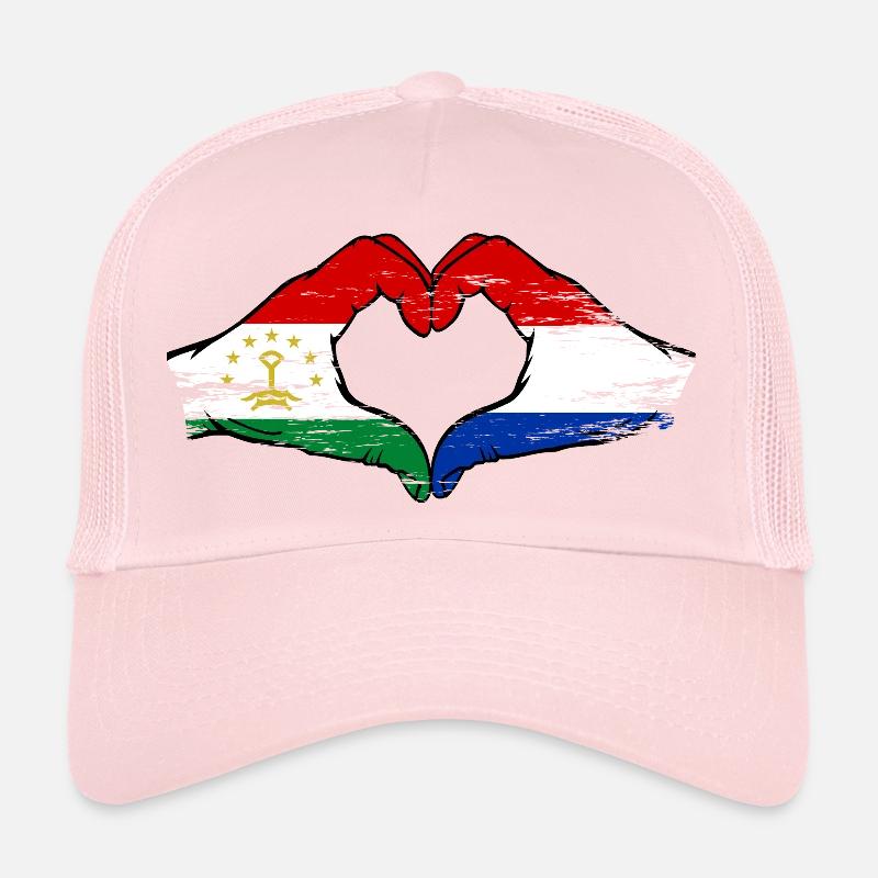Drapeau du Pays-Bas du Tadjikistan Mains en forme de cœur Casquette trucker 