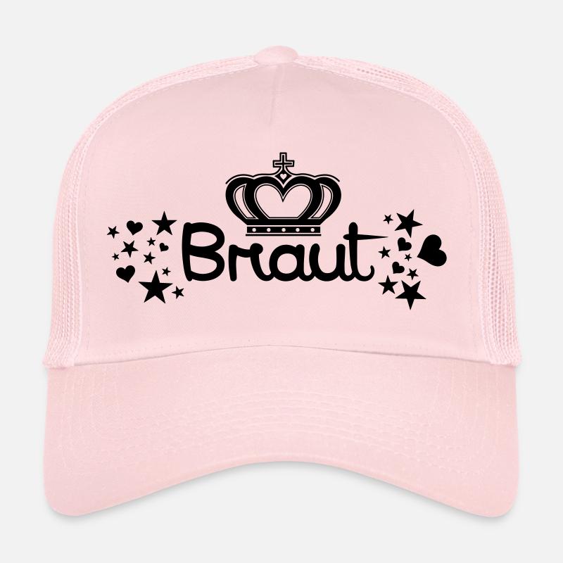 Braut Krone Schriftzug mit Herzen und Sternen - Trucker Cap - Hellrosa