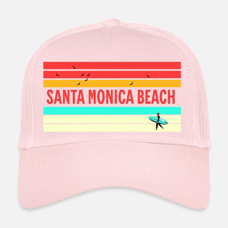 Santa Monica Beach: Perfect Gift & Souvenir! - Trucker Cap - pale pink