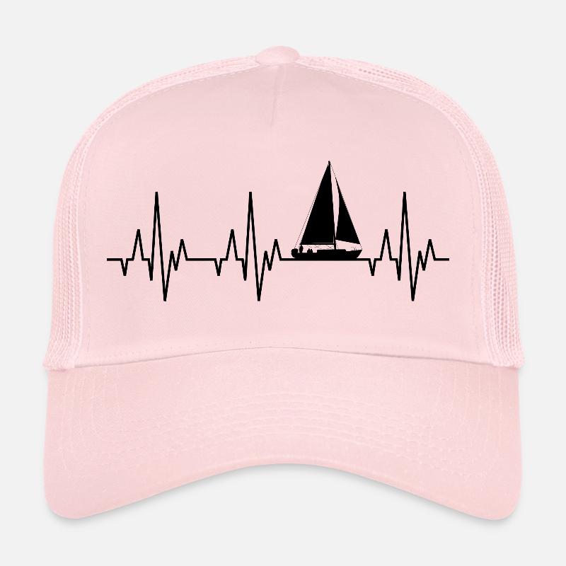 Heartbeat ECG sailing sailboat sailing ship Trucker Cap