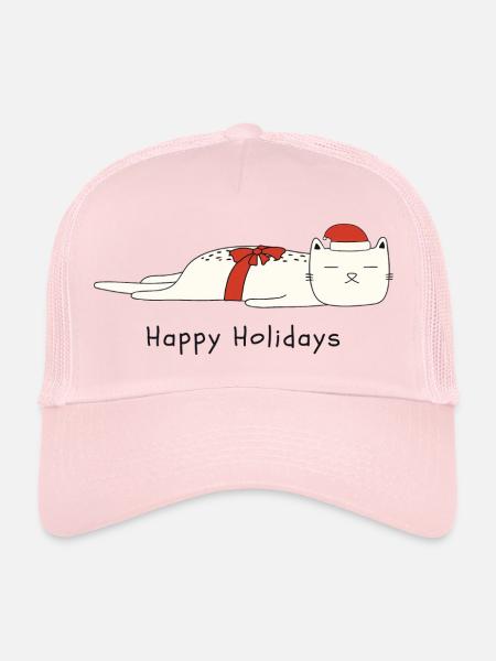 Drôle de chat Noël - Casquette trucker  - rose pâle - Devant