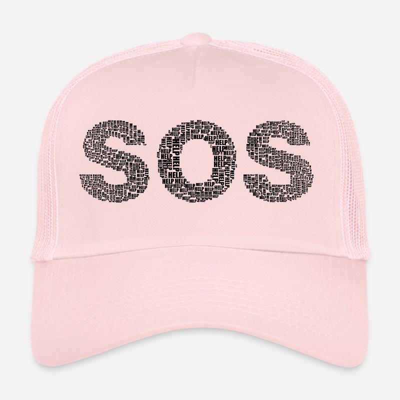 SOS! Written with the word "Help" Trucker Cap