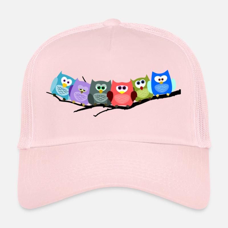 Cooles buntes Eulen Motiv - Trucker Cap - Hellrosa
