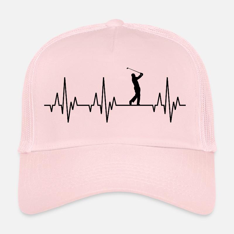 Herzschlag EKG Golf Golfer Golfspieler Golfplatz - Trucker Cap - Hellrosa