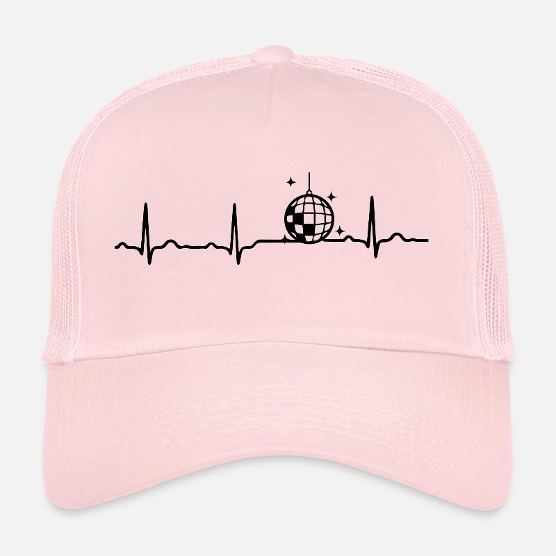 GESCHENK - EKG HERZLINIE DISCOKUGEL Black - Trucker Cap - Hellrosa